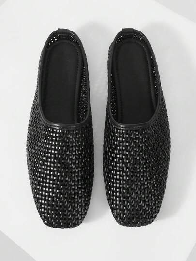 Mnmlis 女士精致镂空平底鞋，时尚舒适方头优雅平底鞋