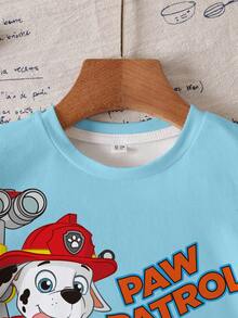 SHEIN | PAW Patrol Áo thun ngắn tay in chữ hoạt hình ngộ nghĩnh dành cho bé trai, thích hợp mặc hàng ngày đi làm, mùa hè. - trắng - Xem 5