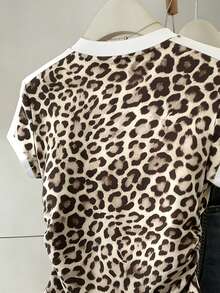 Camiseta ajustada de mujer con estampado de letras, silueta estilizante, estilo casual/al aire libre, nueva llegada de verano, color rojo - Multicolor 4 - Ver 4