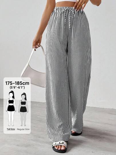 SHEIN Tall Striped & Printed Casual Daily Wear Women Spring/Summer Long Pants