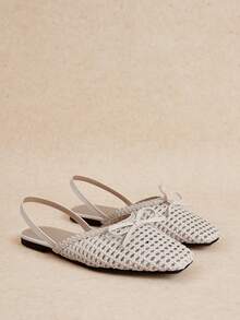 Rosivie 女士精致镂空平底鞋，时尚舒适方头优雅平底鞋 - 杏色 - 查看 3