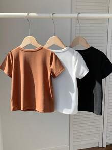 SHEIN Bộ 3 áo thun nam phong cách Hàn Quốc, in 3D hình gấu và khủng long dễ thương. - Nhiều màu - Xem 2