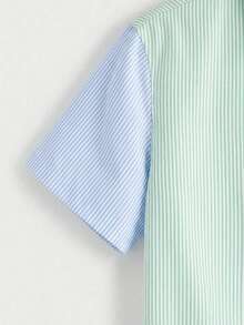 EASEVO Camisa de manga corta tejida de corte holgado y de múltiples colores a rayas, adecuada para el verano, talla grande para hombre - Multicolor - Ver 7