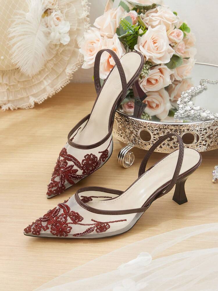 CUCCOO HITCHD Women's Fashionable Black Floral Elegant High Heel Party Sandals For Christmas