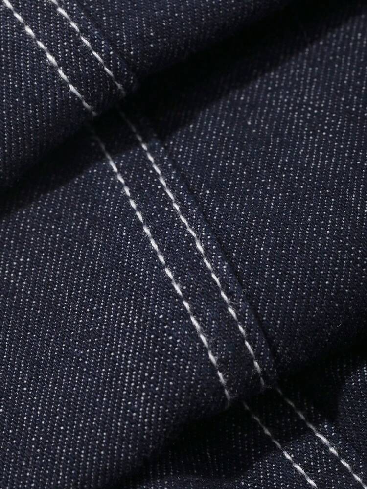 Young Boy Casual Fashion Street Elastic Waist Contrast Stitch Tapered Leg Jeans