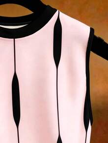EMERY ROSE Top sin mangas con rayas de contraste para mujer talla grande - Multicolor - Ver 5