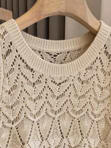 GlowEve Áo vest dệt kim không tay cổ tròn thanh lịch dành cho nữ mùa xuân/hè mới - Màu be - Xem 5