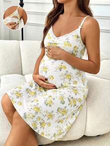 SHEIN 印花孕妇连衣裙，方便哺乳，适合度假和户外活动 - 彩色 - 查看 3