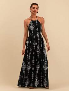 Travachic Đầm nữ kiểu dáng thường ngày in hoa, cổ yếm, hở lưng, thích hợp cho kỳ nghỉ hè. - Nhiều màu - Xem 7