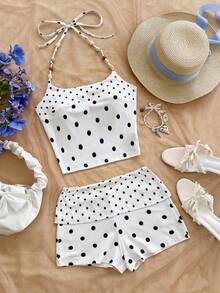 Soleia 两件套波西米亚风针织波点拼布木珠套装，适合度假、浪漫花卉派对、约会、情人节、复活节、狂欢节、下午茶、海滩、游轮、城市街头假日等场合。 - 彩色 - 查看 8