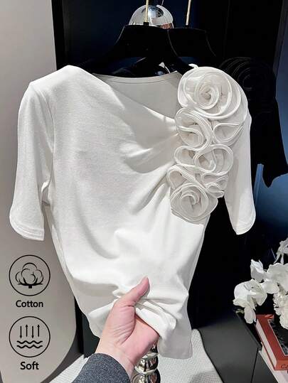 Franclia Women's 3D Floral Casual T-Shirt