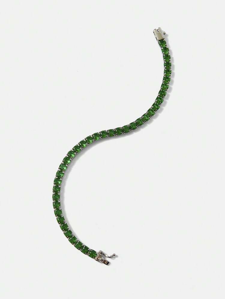 PRE SILVER PLATED GREEN DIAMOND ELEGANT BRACELET