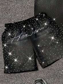 SHEIN Bộ áo thun nam phong cách tối giản thường ngày, họa tiết ngôi sao lấp lánh và ngọc trai giả cổ điển, phù hợp với thời trang đường phố, phong cách Y2K. - Nhiều màu - Xem 5