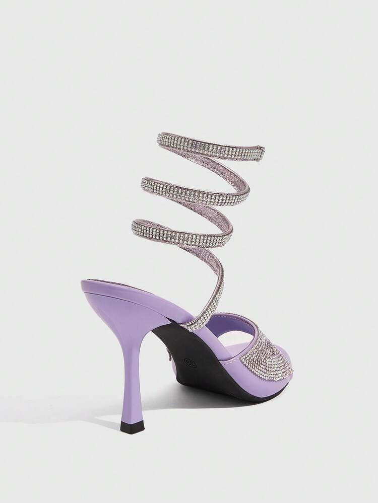 CUCCOO SZL Women's Fashionable Elegant Party Rhinestone Decorated High Heel Sandals