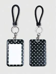 ROMWE Kawaii 1 Cute Polka Dot Slider Card Holder Visual ID Card Bank Card Storage Cabinet Tool - Black and White - View 7
