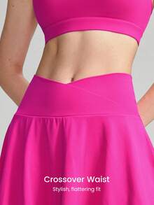 GLOWMODE Gonna sportiva con vita obliqua e pantaloncino integrato per evitare esposizioni - Rosa - Visualizzare 4