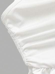 SHEIN Tween Girls' Casual Minimalist Comfortable Romper, White - White - View 4
