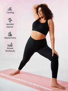 GLOWMODE 中等支撐黑色可變形背帶全覆蓋運動胸罩瑜珈大碼運動胸罩 - 黑色 - 查看 7