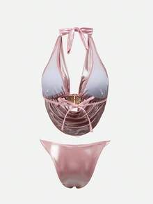 Swim Oasis 26SS 春夏度假風優雅粉色雷射 3D 花卉荷葉領泳衣 3 件套 - 粉色 - 查看 10