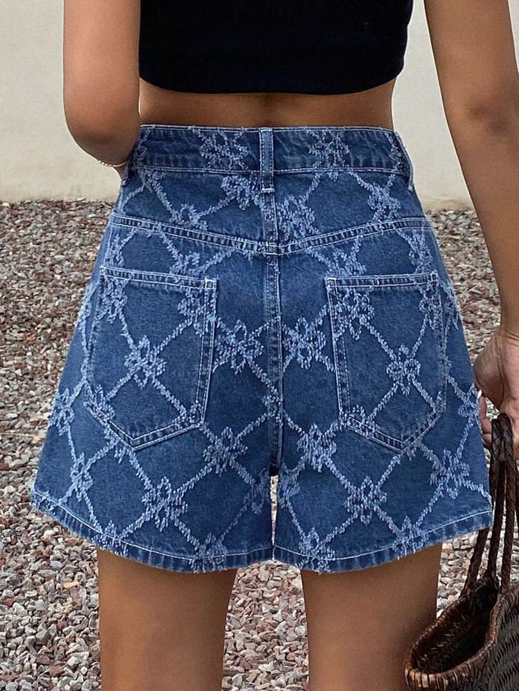 Women's High Waist Pleated Loose Casual Versatile Denim Shorts