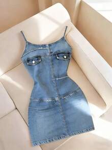Resyla Hàng mới về, bán chạy nhất, in họa tiết giả denim, dáng regular fit, áo hai dây ôm sát ngắn cho nữ. - Nhiều màu - Xem 4