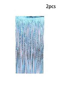 3.2 Ft X 6.6 Ft Blue Mermaid-Themed Wave Metal Thread Fringe Backpack, Suitable For Birthday Party Decorations And Photography Props - blue - View 7