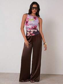 COSMINA Áo tank top không tay ôm sát, in họa tiết hoa thanh lịch, thích hợp cho mùa hè, kỳ nghỉ biển, phối đồ mùa hè cho nữ, áo tank top đa năng, áo tank top đặc biệt, mặc hàng ngày. - Nhiều màu - Xem 5