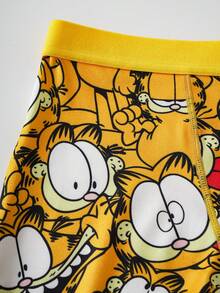 GARFIELD | SHEIN 1pc Women Comfy Cute Cartoon Print Yellow Boxer Briefs,Suitable For Everyday Wear, - Yellow - View 4