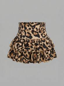 SHEIN Girlism Chân váy mini dệt kim màu trơn dễ thương xếp tầng bèo nhún có quần short bên trong cho bé gái tuổi teen, phong cách Y2K thanh lịch, phù hợp đi học, Ngày của Mẹ, lễ tốt nghiệp, mặc mùa hè hàng ngày, đi chơi, du lịch, nghỉ lễ, phong cách thời trang cho bé gái, mặc thường ngày, kiểu mới, tiệc homecoming, phong cách chill, chân váy họa tiết da báo, chân váy họa tiết báo hoa mai, chân váy bèo nhún, chân váy họa tiết động vật, chân váy mini xếp tầng, tiệc, màu nâu - Nhiều màu - Xem 2