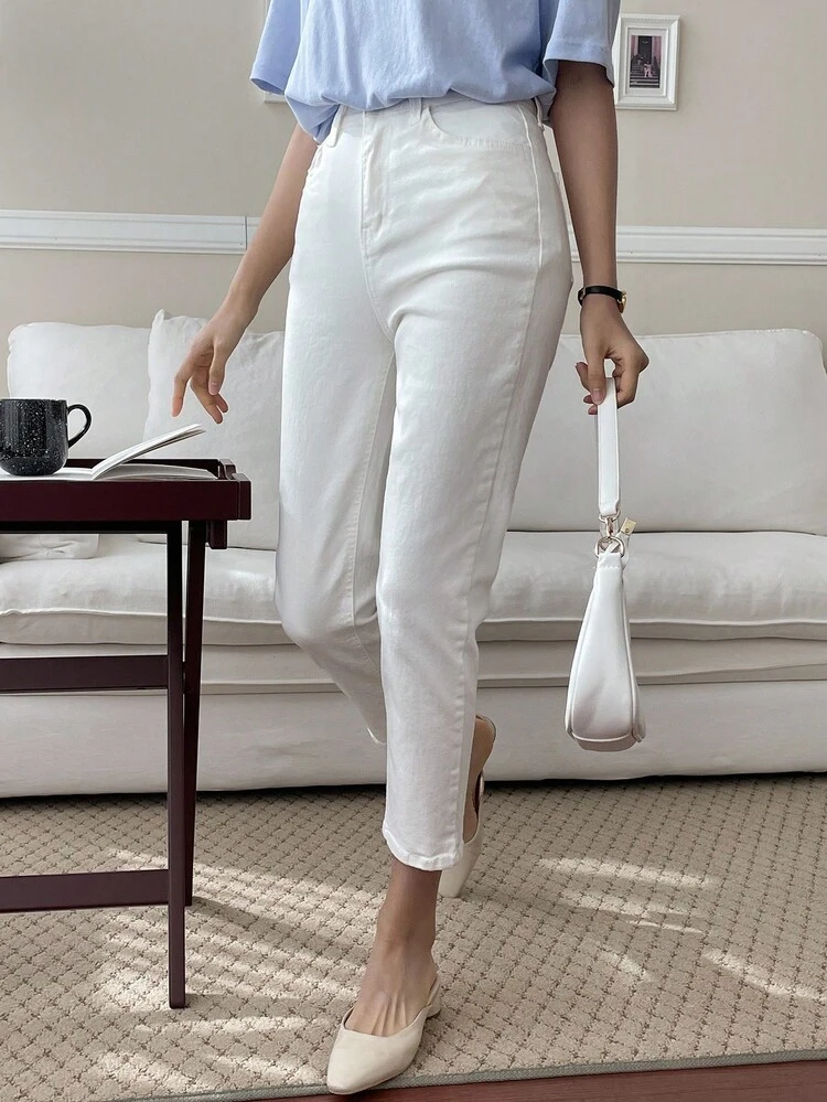 Women's Skinny Ankle-Length Jeans, Casual Elegant Stretch Denim Pants