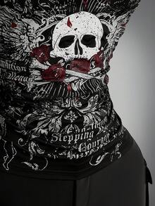 SHEIN ICON 大码女式哥特蕾丝拼接衬衫 - 黑色 - 查看 12