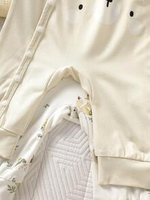 SHEIN 新生男宝宝休闲连体衣，四季皆宜，动物印花+可爱小熊设计，带3D耳朵，适合日常穿着或户外活动 - 彩色 - 查看 6