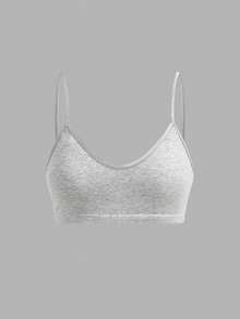 SHEIN Girlism 3件套女童V领吊带背心、带衬垫文胸和运动背心文胸套装，舒适纯色，适合春夏穿着，家居服，清新少女/美学风格 - 彩色 - 查看 10