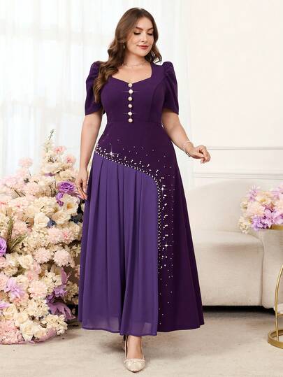 Reflora Plus Size Women's Elegant Party Dress With Sweetheart Neckline, Puff Sleeves, Pleated Hem And Faux Pearl Decor, Waist Cinched
Summer Dresses For Women,Spring Dresses,Winter Dress, Festival Outfits For Women,Easter Dress Women,Elegant Dresses For Party,Elegant Long Party Dress,Beach Outfits For Women,Wedding Guest Dress For Women,Wedding Party Dress,Dress For Wedding Guest,Bridesmaid Dress,Graduation Dress For Women,Graduation Outfit For Mother,Elegant Dresses For Party,Elegant Dresses For Ladies,Elegant Women's Set,Casual Dresses For Women, Vacation Outfits Women,Holiday Outfits For Women,Summer Holiday Outfits,Holiday Dresses,Formal Dresses For Women,Formal Attire For Women,Luxury Evening Dresses For Women,Luxury Evening And Occasion Dresses,Luxury Evening Dresses For Weddings,Work Outfits For Women,Office Outfits For Women,Office Wear For Women,Country Concert Outfit,Mother Of Groom Dress,Teal Dress Plus Size