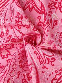 Vivid Eden 女士时尚休闲优雅浪漫印花度假沙滩露背系带镂空超大喇叭下摆粉色印花连衣裙，春夏款 - 粉色 - 查看 15