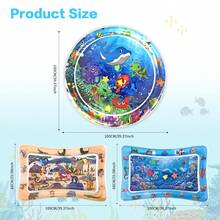 MINKOJA MINKOJA Alfombra de agua inflable con diseño de peces de océano para niños, juguete de alfombra de agua con patrón de peces, cojín de asiento y alfombra de salpicadura para bebés, entrenamiento de gateo y desarrollo sensorial táctil, fortalece los músculos, promueve el desarrollo, juguete de viaje, artículo esencial para bebés, juguete para niños pequeños, juguete de agua - Multicolor - Ver 3