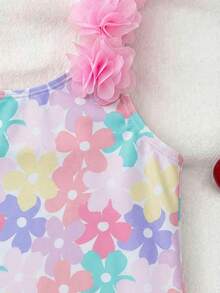 Emery Rose Kids Emery Rose Kids Đồ bơi liền thân kẻ sọc, nơ và hoa cho bé gái - Hồng - Xem 5