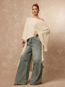 Lumalex 新款秋季/优雅休闲女式纯色不对称下摆宽松长袖上衣白色上衣，适合奢华舞会、聚会、宴会、低调奢华、闪亮节日派对、锐舞节、郊游、度假、户外度假、婚礼季、宴会派对、新年亮片装扮、派对盛宴、情人节约会等场合，适合春夏穿着，是春季女装的理想之选。 - 杏色 - 查看 7