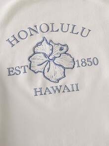 SHEIN ChillGRL Girls' Floral Print Fitted Casual Street Style Round Neck T-Shirt - White - View 5