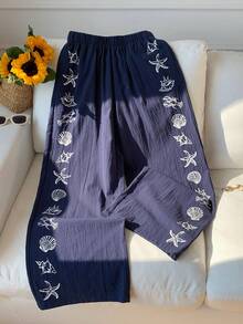 Comfortcana Trang phục hè mới 2026 cho nữ, Trang phục mùa xuân, Trang phục mùa đông cho nữ, Trang phục lễ hội cho nữ, Trang phục dự tiệc, Trang phục đi biển, Trang phục cưới, Trang phục tốt nghiệp, Thanh lịch, Bộ đồ thường ngày cho nữ, Trang phục nghỉ mát cho nữ, Trang phục ngày lễ, Quần thể thao, Sang trọng, Quần tây nữ, Phong cách Y2K, Quần đồng quê, Trang phục công sở cho nữ, Quần bóng, Áo peplum, Áo kiểu tua rua, Quần họa tiết, Quần sao biển bằng cotton nguyên chất màu xanh dương - Màu xanh hải quân - Xem 6