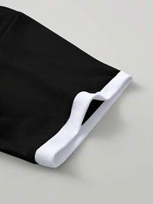 Manfinity Homme Camiseta casual de cuello redondo de manga corta con estampado de letras para hombre - Negro - Ver 5