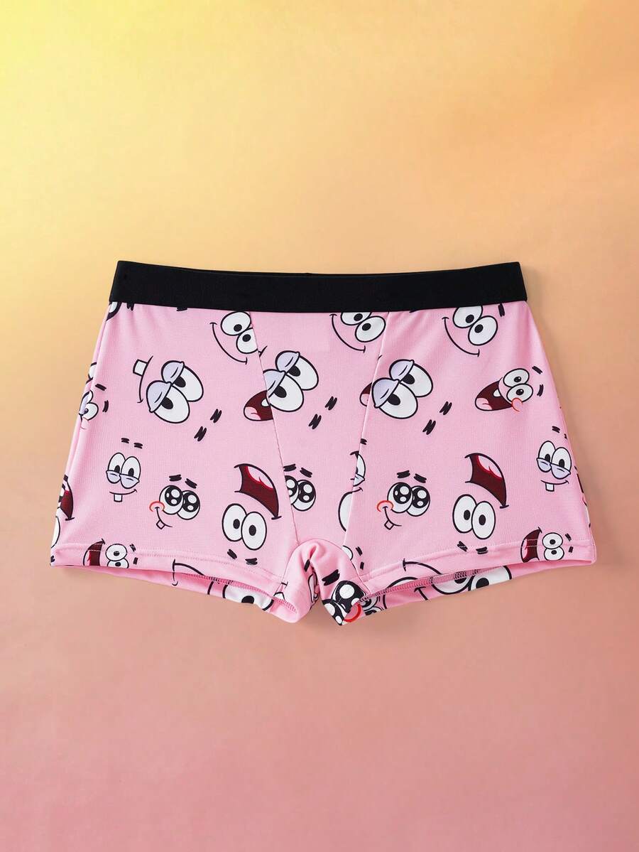SpongeBob SquarePants | SHEIN Quần short nữ in hình hoạt hình, cạp chun. - Hồng - Xem 1