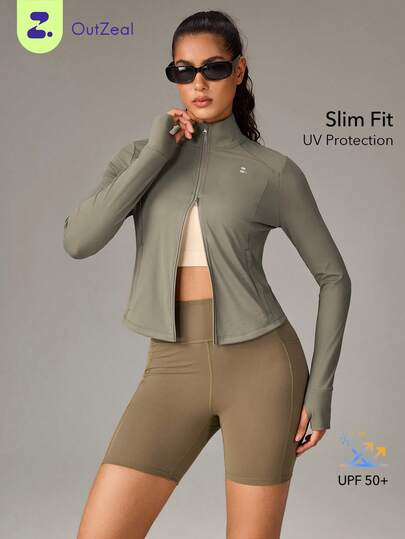 OutZeal 女士防晒外套 夏季日常休闲防紫外线长袖修身拉链户外上衣