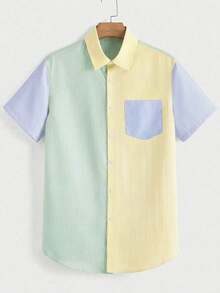 EASEVO Camisa de manga corta tejida de corte holgado y de múltiples colores a rayas, adecuada para el verano, talla grande para hombre - Multicolor - Ver 3