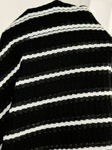 SHEIN Đầm bầu kẻ sọc xếp ly, thích hợp cho việc cho con bú, mặc thường ngày. - màu đen - Xem 5