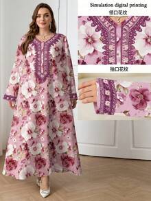 Al Najma Đầm kiểu Ả Rập tối giản, thường ngày dành cho phụ nữ cỡ lớn - Nhiều màu - Xem 1