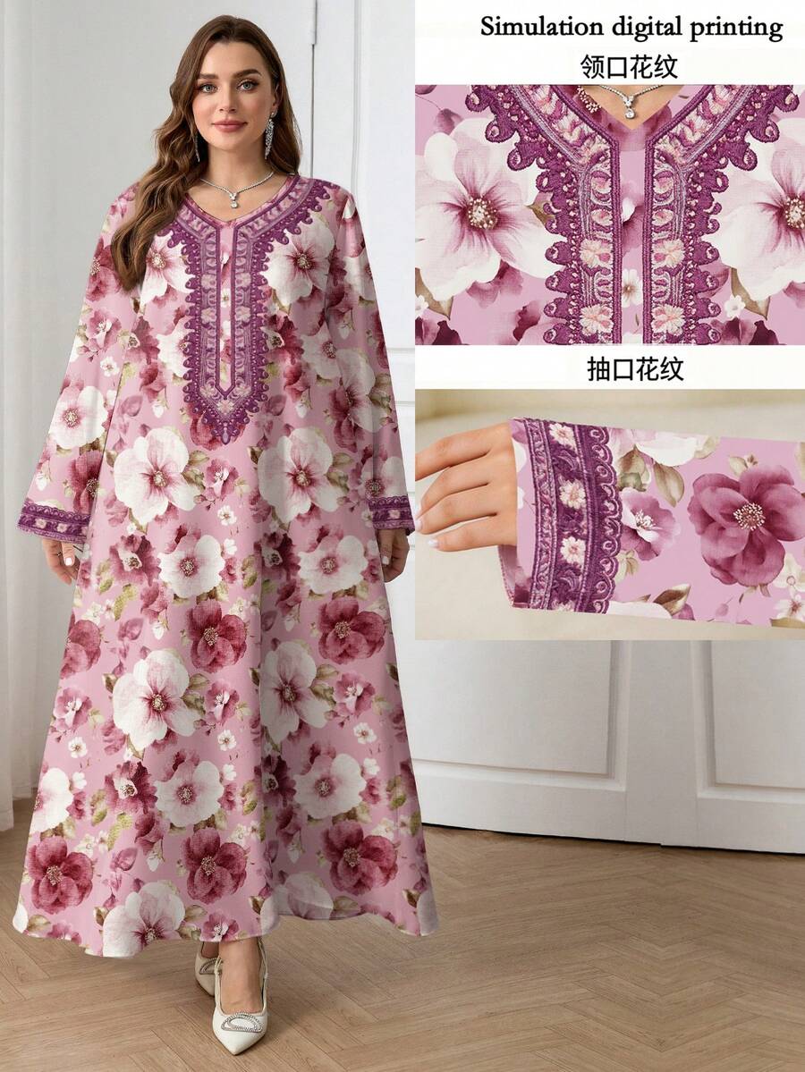 Al Najma Đầm kiểu Ả Rập tối giản, thường ngày dành cho phụ nữ cỡ lớn - Nhiều màu - Xem 1