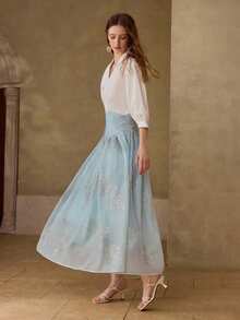 PREMIUM V-NECK MINIMALIST 3/4 SLEEVE SHIRT, SUITABLE FOR DAILY COMMUTE - White - View 4