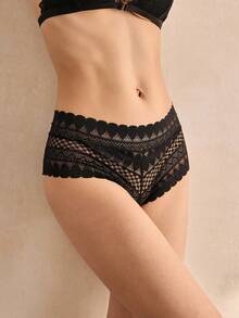 Charlaine Women's Plain Lace Triangle Underwear Lingerie - Black - View 5