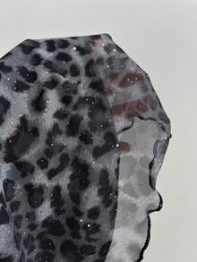 Elamini YK2 豹纹蕾丝边不对称下摆女式背心 - 深灰色 - 查看 6